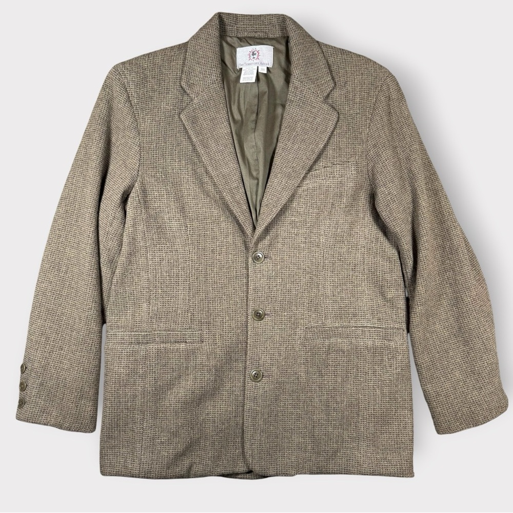 Territory Ahead Men’s‎ 38R Wool Blazer Brown Green Classic 3-Button Jacket